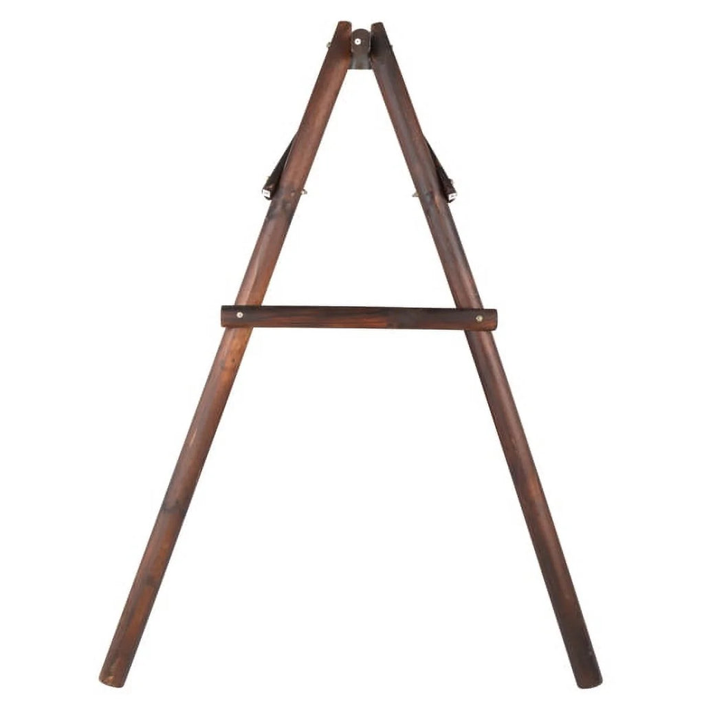 6.5ft Hardwood Patio Swing with Stand, Carbonized N962