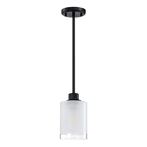 3 Pack 1-Light Industrial Farmhouse Pendant Ceiling Light Frosted Glass Black Finish R4228