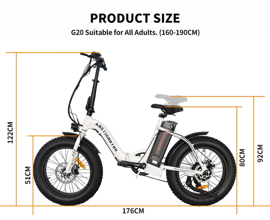 Folding Electric Bike 20 inch Fat Tire Electric Bicycle with 500W Motor 36V 13AH Removable Lithium Battery Y760248
