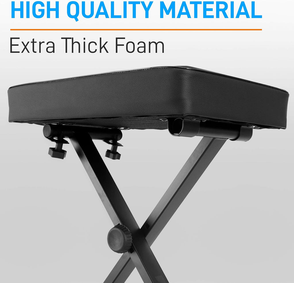 Adjustable Padded Bench Keyboard Piano Seat with Extra Thick Foam Cushion C143