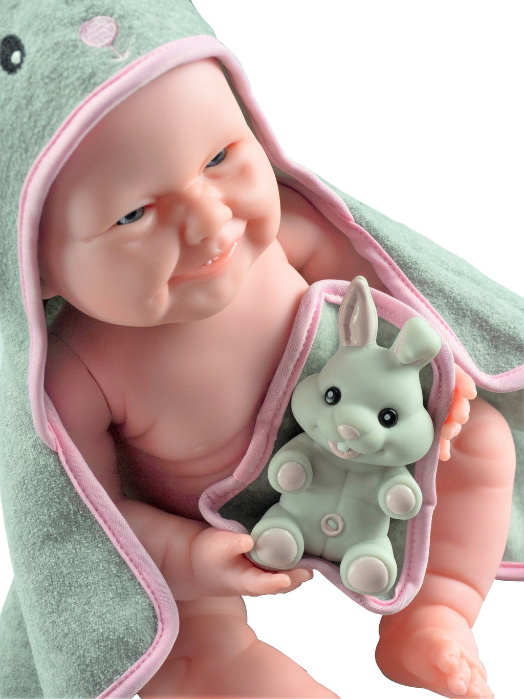 Realistic 17" Anatomically Correct All Vinyl Doll with Hooded Rabbit Towel Q3927