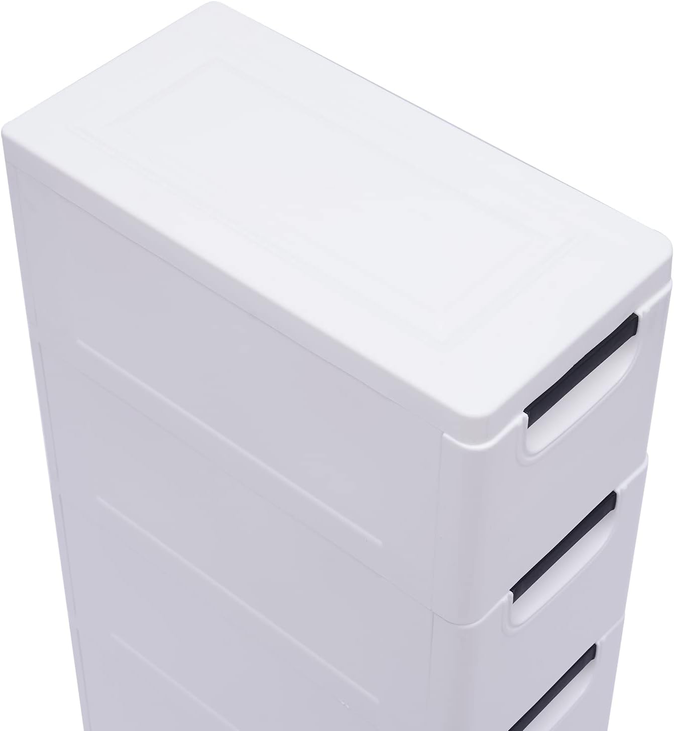 White 5 Drawer Plastic Storage Cabinet with Wheels Z682