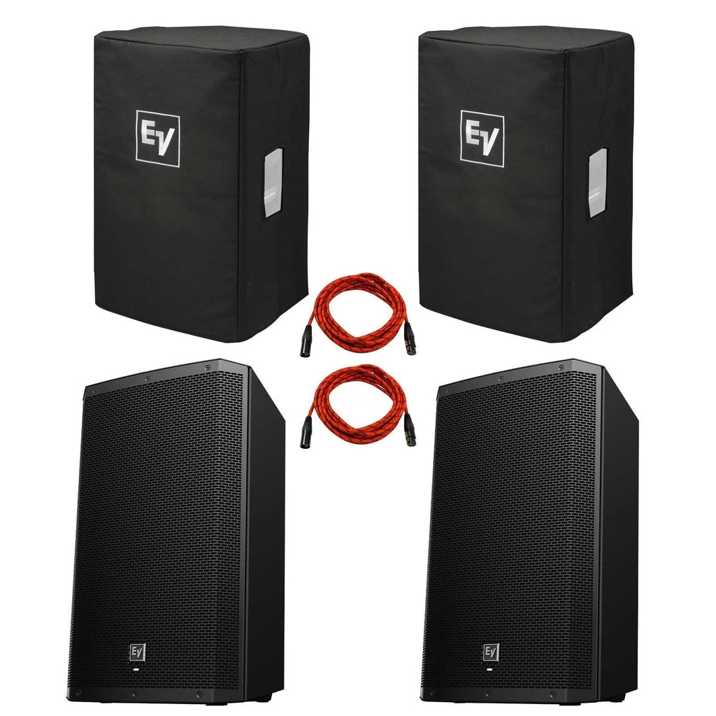15" Powered Bluetooth Loudspeakers with Covers and XLR Connecting Cables F94585