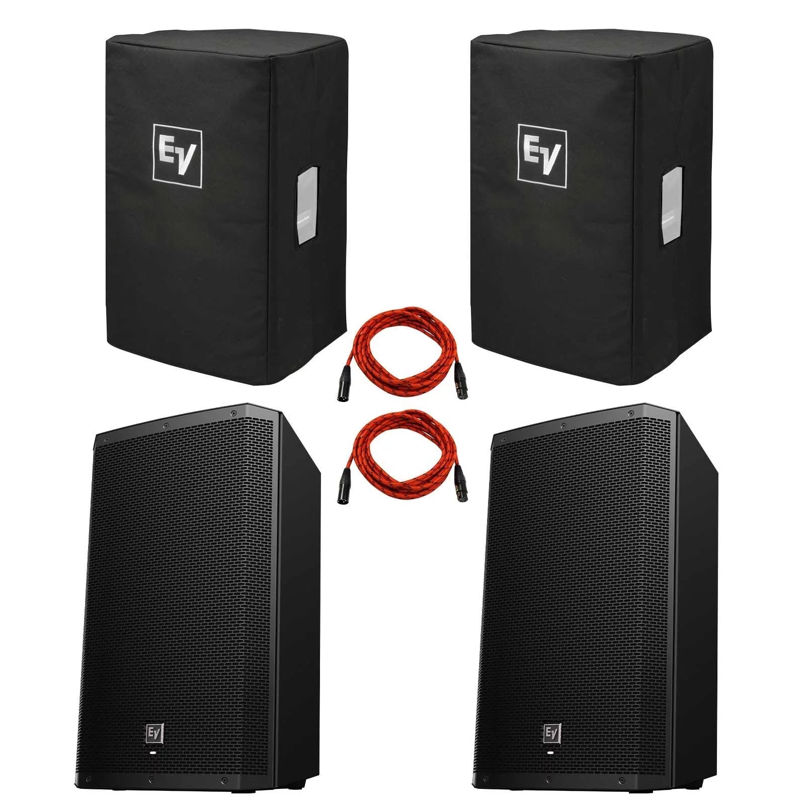 15" Powered Bluetooth Loudspeakers with Covers and XLR Connecting Cables F94585