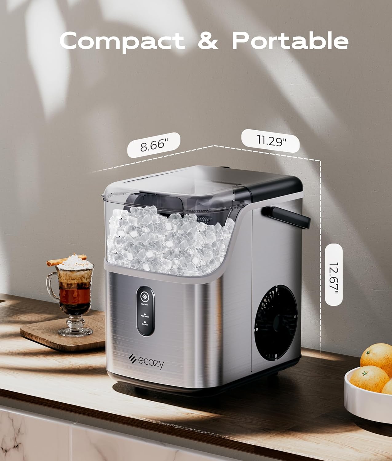 Stainless Steel Nugget Ice Maker, 33 lbs/24H A507