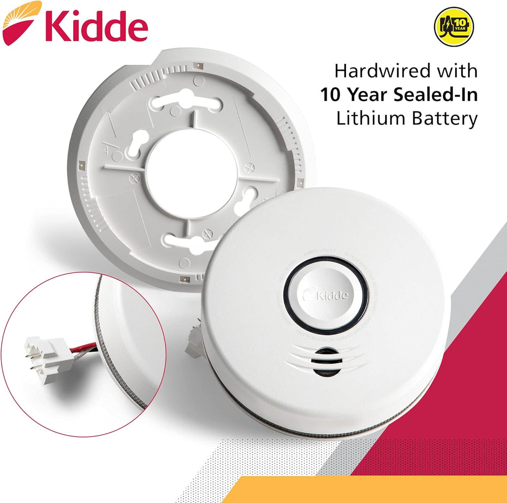 Wireless Hardwired Smoke Detector with 10-Year Battery Backup and Photoelectric Sensor U469