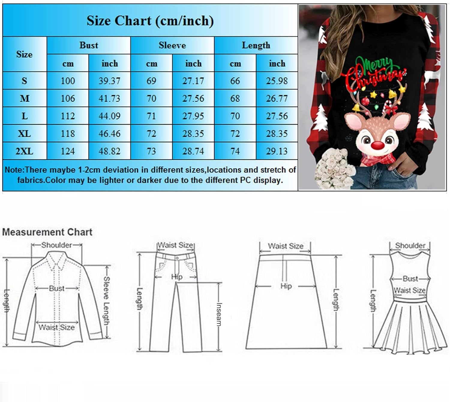Black Plus Size Crewneck Christmas Sweatshirt S1195