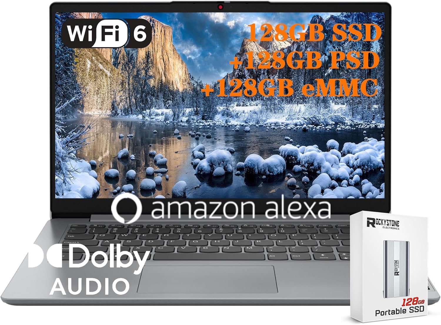 14" HD Display Intel Celeron N4020 4GB RAM 128GB SSD Laptop Grey E3810