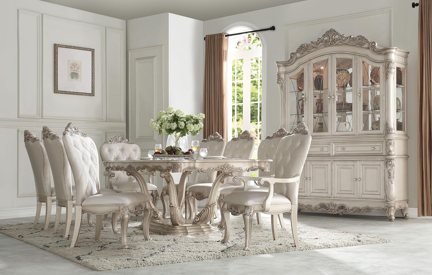9-Piece Dining Set with Extendable Table, 6 Side Chairs and 2 Arm Chairs X123943
