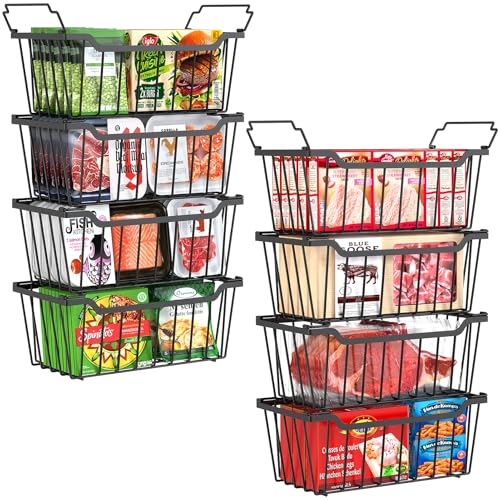 Black 4 Pack Stackable Freezer Organizer Bins C849