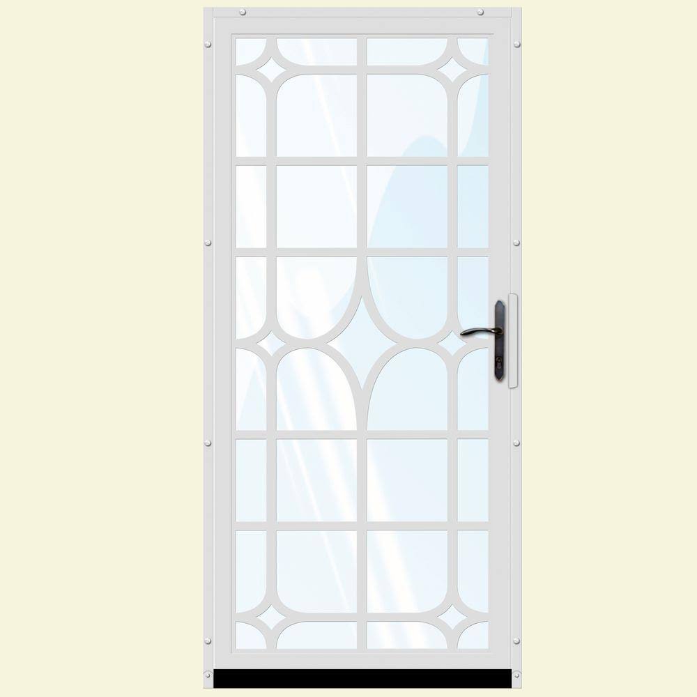 36 in. x 80 in. White Steel Security Door with Shatter-Resistant Glass M68223