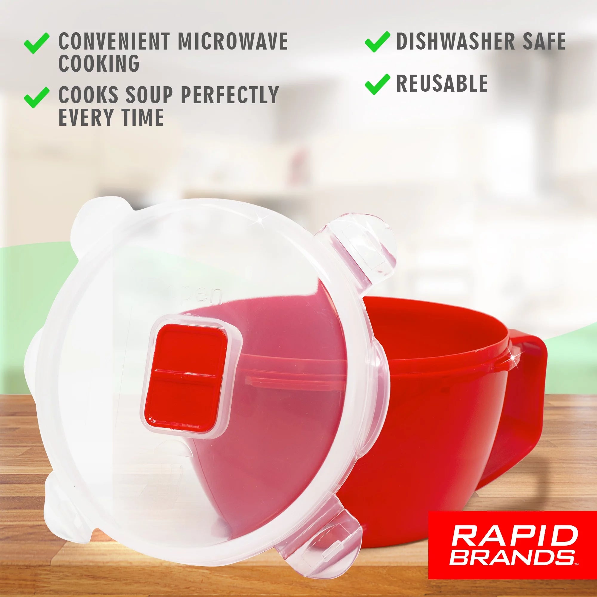 Red Microwaveable BPA-Free Soup Bowl T419