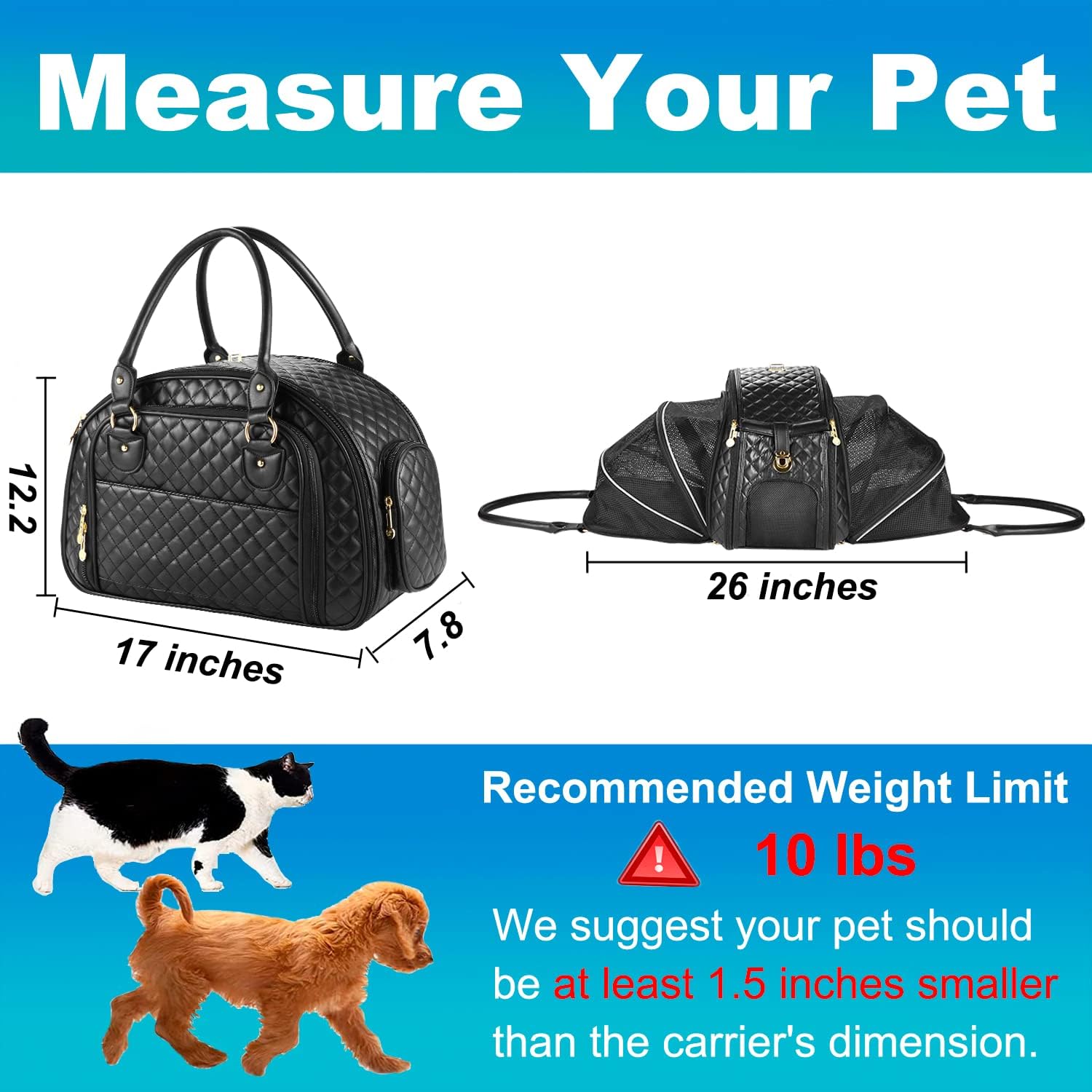 Black PU Leather Small Dog Carrier Y52532