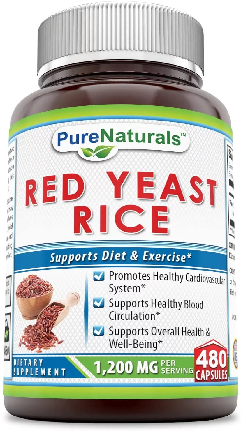 1200 mg Red Yeast Rice Powder Dietary Supplement, 480 Capsules W294