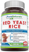 1200 mg Red Yeast Rice Powder Dietary Supplement, 480 Capsules W294