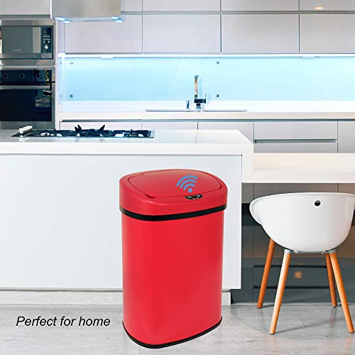 13 Gallon Stainless Steel Automatic Sensor Trash Can with Lid, Black D66330