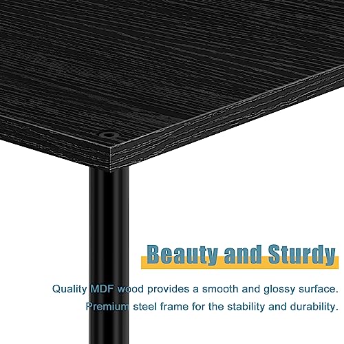 Black 2-Tier End Table Set of 2 with Wheels O4826