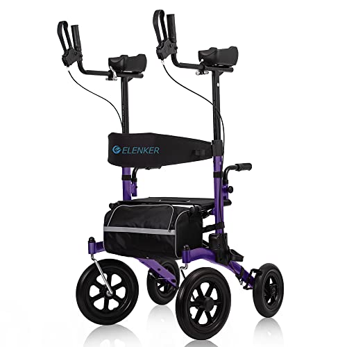Compact Folding Upright Rollator Walker with 12" Front Wheels W84227
