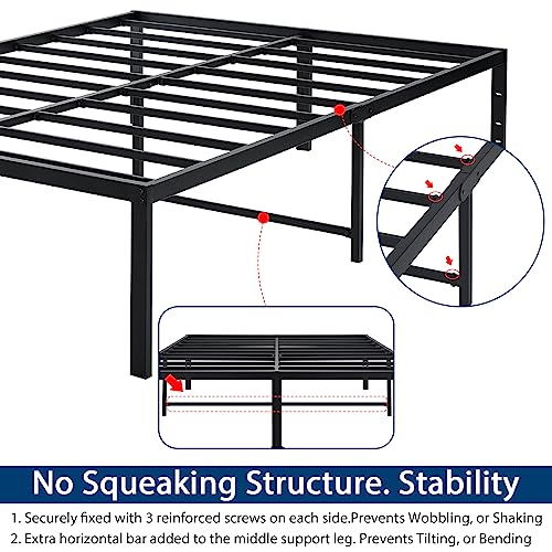 Black 18 Inch Tall Cal King Metal Platform Bed Frame P4825