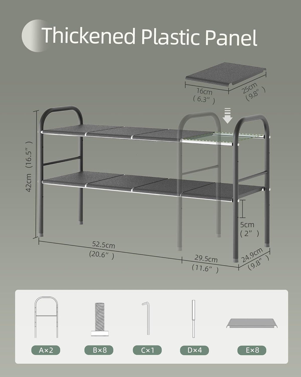 2 Tier Expandable Under Sink Organizer Shelf with 8 Removable Panels L77334