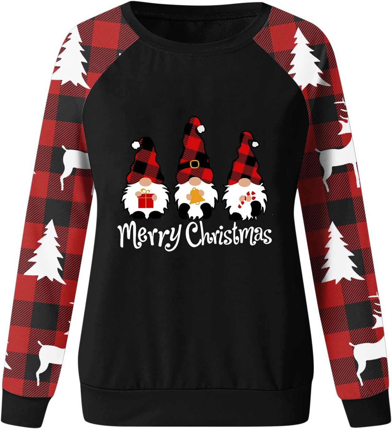 Black Plus Size Crewneck Christmas Sweatshirt S1195