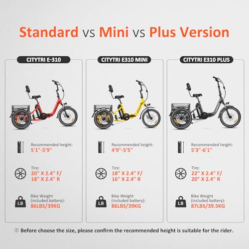 Folding Electric Tricycle, 750W, 48V 20Ah, 3 Wheel, Step Through, Parking Brake, Rear Motor & Differential U565046