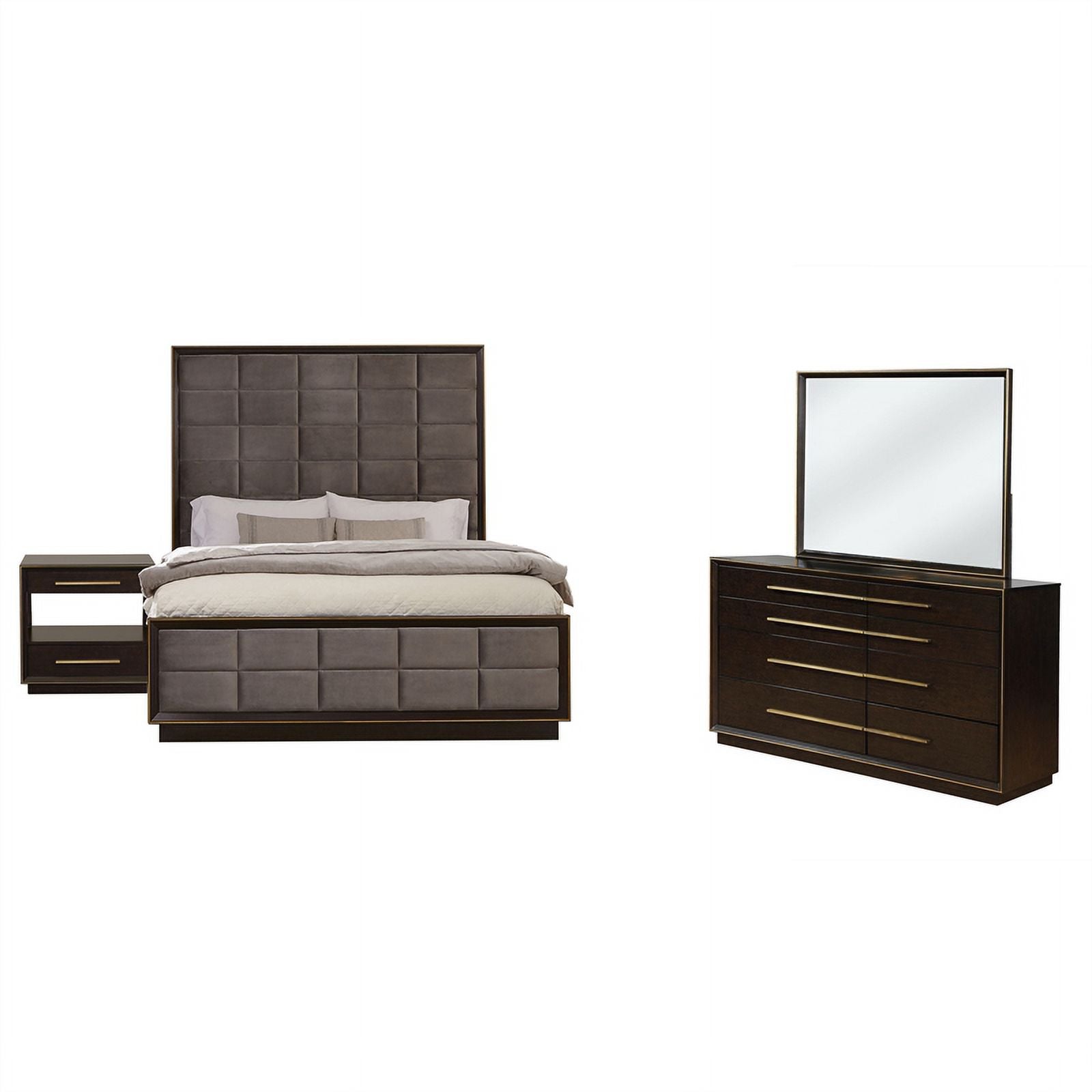 4-piece Wood California King Panel Bedroom Set in Brown and Gray Z525