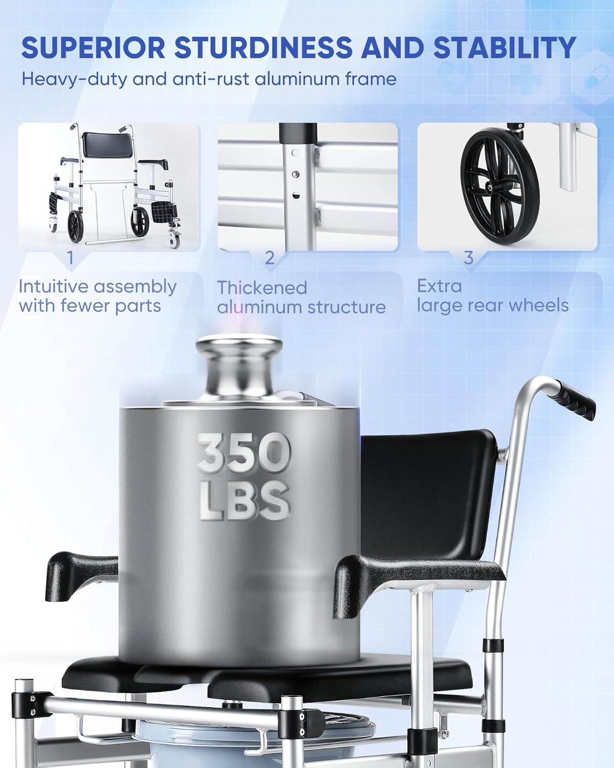 Foldable Aluminum Shower Chair with Wheels L2881