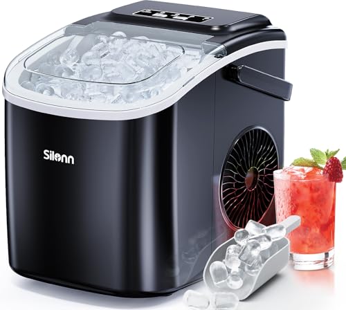 Black Self-Cleaning Ice Machine, 26Lbs/24H, 2 Sizes of Bullet Ice D691660