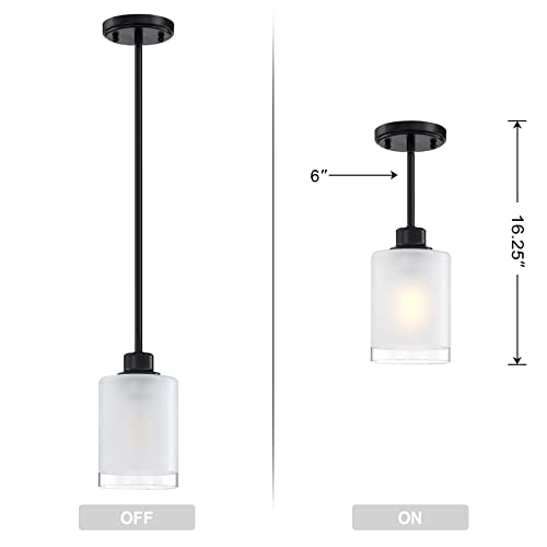 3 Pack 1-Light Industrial Farmhouse Pendant Ceiling Light Frosted Glass Black Finish R4228
