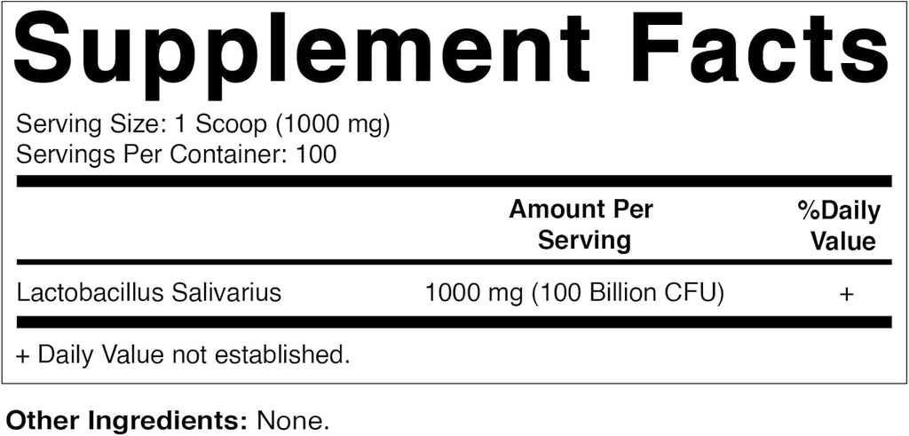 Lactobacillus Salivarius Probiotic Powder - 100 Gram (3.5 OZ) - 100 Servings Z4331
