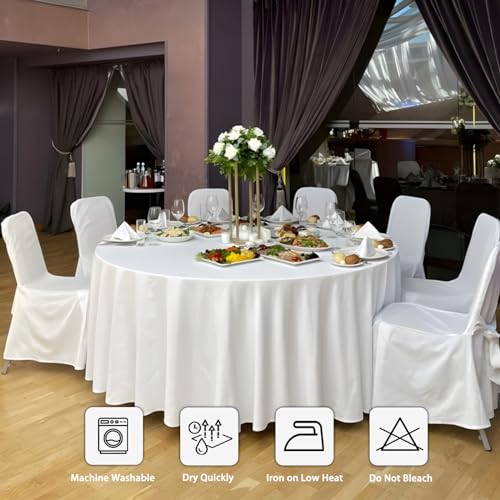 12 Pack White 120 Inch Round Polyester Tablecloth W4005