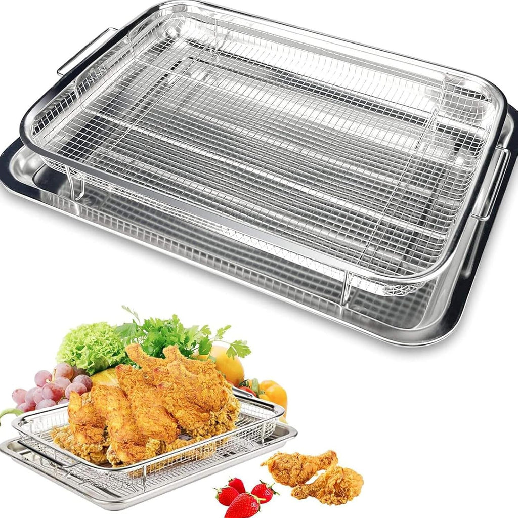 Stainless Steel Air Fryer Basket and Tray Set, 15.4" x 11.5" V289173