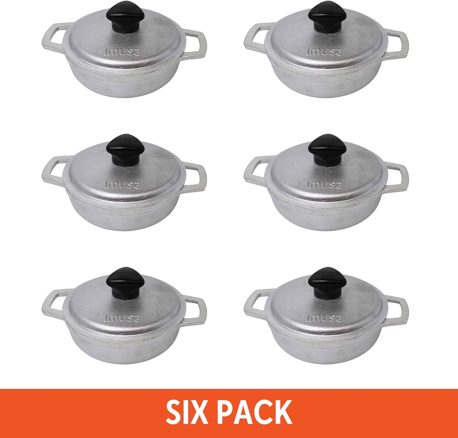 6 pack 0.5Qt Mini Cast Aluminum Caldero Set with Lid N876