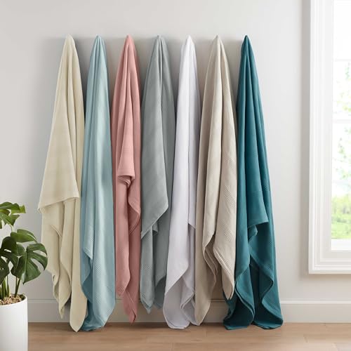 100% Cotton Twin Size Blanket (90 x 66 Inch, White) L1144