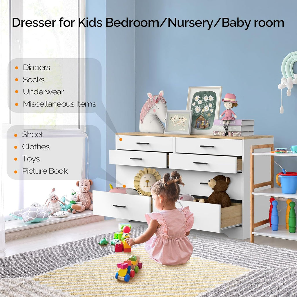 White 8 Drawer Wood Dresser L4277