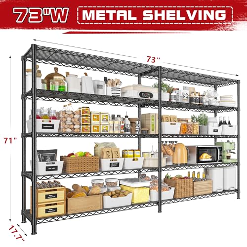 73''W 5-Tier Metal Wire Shelving Unit V102006