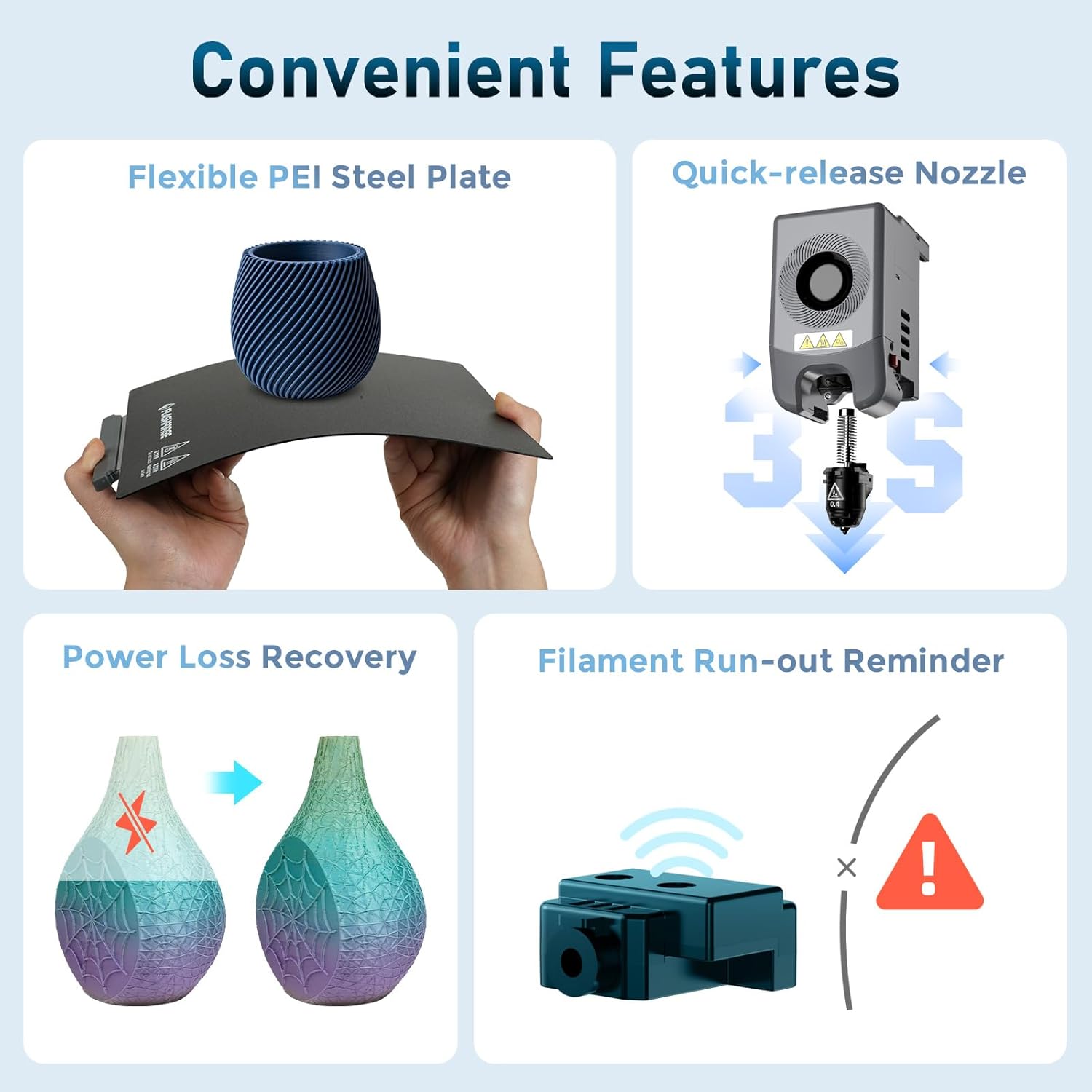 3D Printer with Extra 1KG HS PLA Cyan Filament Q785