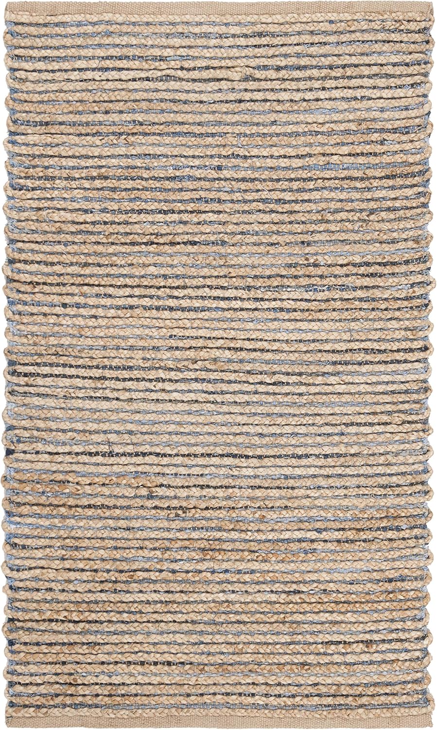 Natural & Blue Handmade Jute Accent Rug N367614