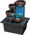 Small indoor Waterfall fountain Tabletop fountain 4 level Indoor desktop Fountain with LED color lighting S7162