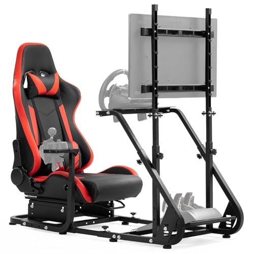 Racing Simulator Cockpit with Monitor Mount, red Seat S25184