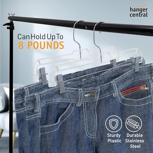 12 Pack 14" Clear Skirt Hangers with Adjustable Clips Q542566