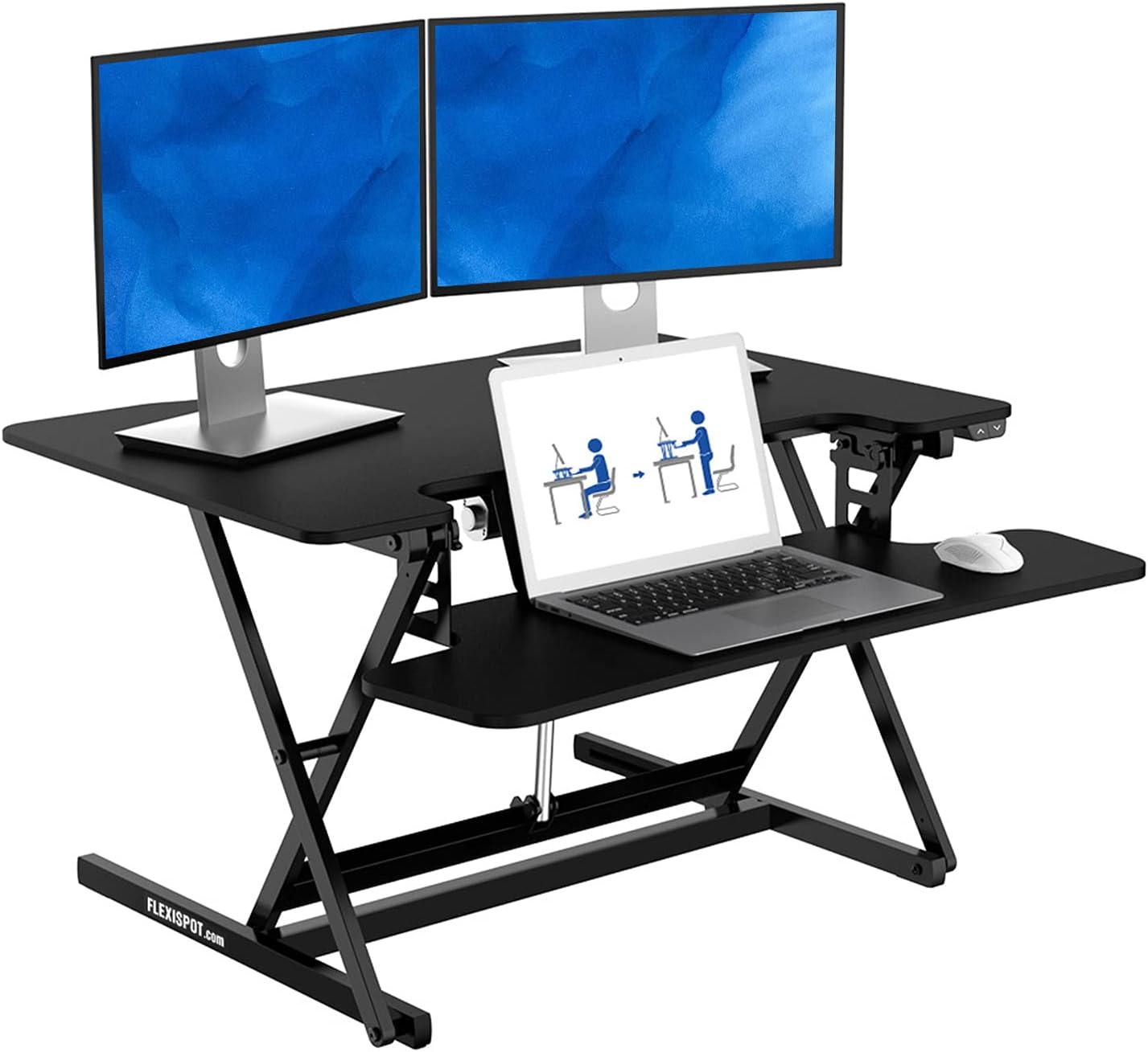 35" Wide Electric Standing Desk Converter with Keyboard Tray X19106