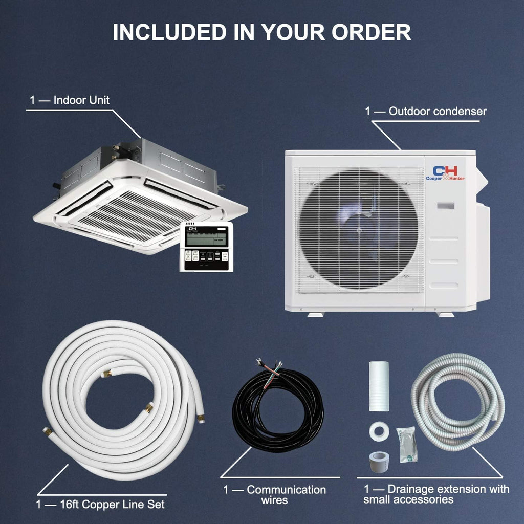 18,000 BTU Ceiling Cassette Ductless Mini Split AC/Heating System with Heat Pump K465695