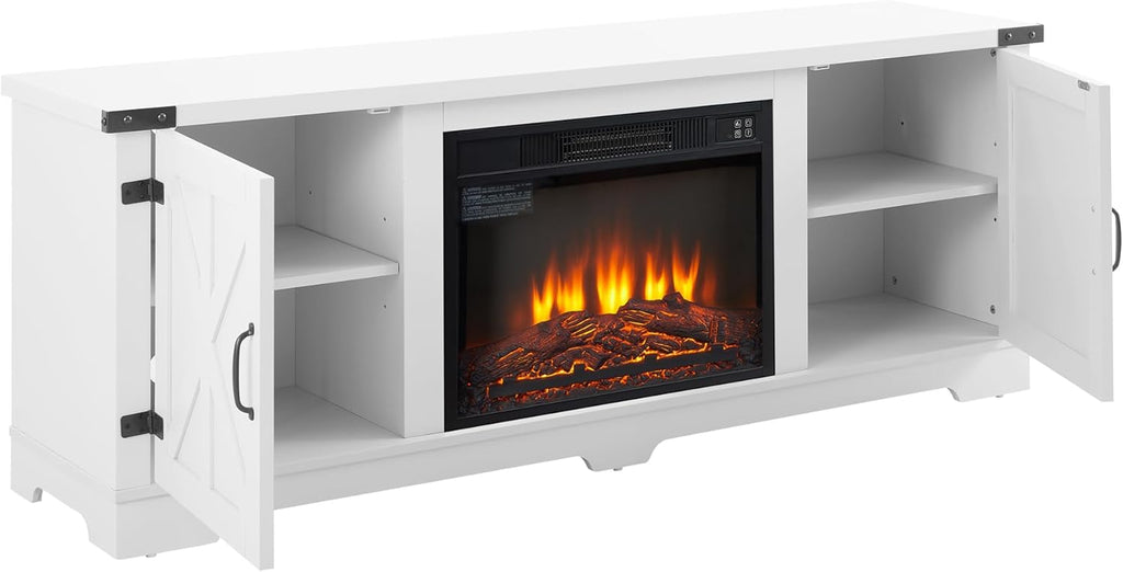 White Large Fireplace TV Stand with 23" Fireplace Insert C39890