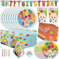 Party Supplies Set Serves 16 Guests with Banner, Table Cover, Plates, Napkins, Cups and Sticker T3316