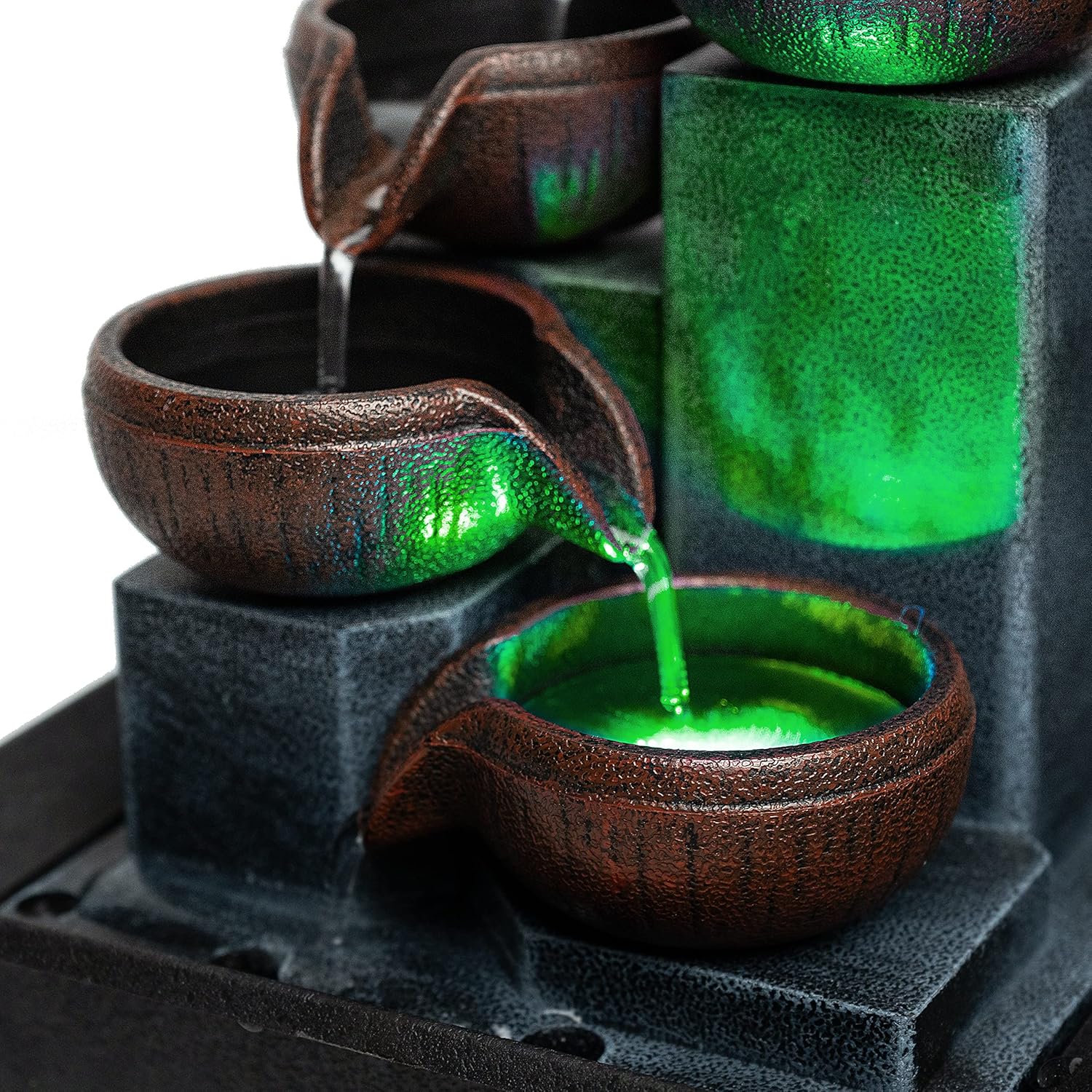 Small indoor Waterfall fountain Tabletop fountain 4 level Indoor desktop Fountain with LED color lighting S7162