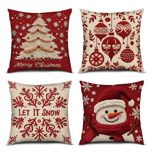 Christmas Throw Pillow Covers 18X18 Set of 4 R757
