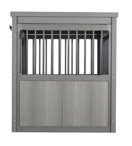 Grey Large Dog Crate with Sliding Barn Door M839349