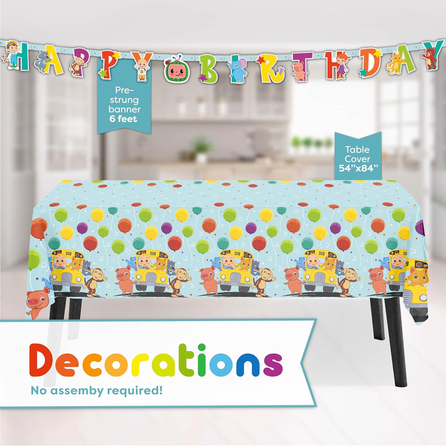 Party Supplies Set Serves 16 Guests with Banner, Table Cover, Plates, Napkins, Cups and Sticker T3316